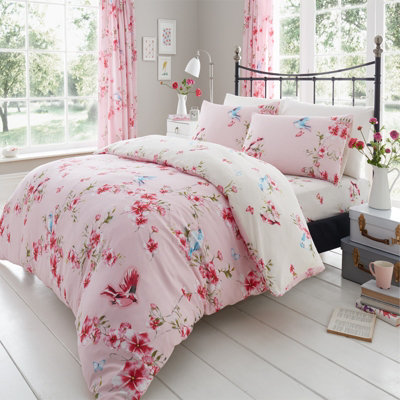 GC GAVENO CAVAILIA Tropical birds duvet cover bedding set Pink superking 3PC with birds and flowers print quilt cover