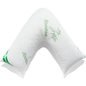 GC GAVENO CAVAILIA V Shape Memory Foam Pillow, Extra Filled Bamboo V-Neck Pillow, Head Neck & Back Support Pillow, 76 x 47 Cm