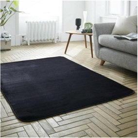 GC GAVENO CAVAILIA Velvet Glow Plush Rug 100x150 Black Luxury Fluffy Fleece Floor Mat Carpet For Home Décor