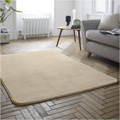 GC GAVENO CAVAILIA Velvet Glow Plush Rug 100x150 Cream Luxury Fluffy ...