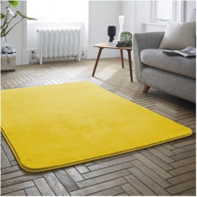 GC GAVENO CAVAILIA Velvet Glow Plush Rug 100x150 Ochre Luxury Fluffy Fleece Floor Mat Carpet For Home Décor