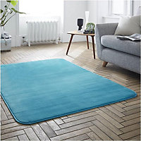 GC GAVENO CAVAILIA Velvet Glow Plush Rug 100x150 Teal Luxury Fluffy Fleece Floor Mat Carpet For Home Décor