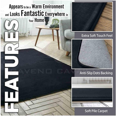 GC GAVENO CAVAILIA Velvet Glow Plush Rug 120x170 Black Luxury Fluffy Fleece Floor Mat Carpet For Home Décor