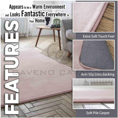 GC GAVENO CAVAILIA Velvet Glow Plush Rug 120x170 Blush Pink Luxury Fluffy Fleece Floor Mat Carpet For Home Décor