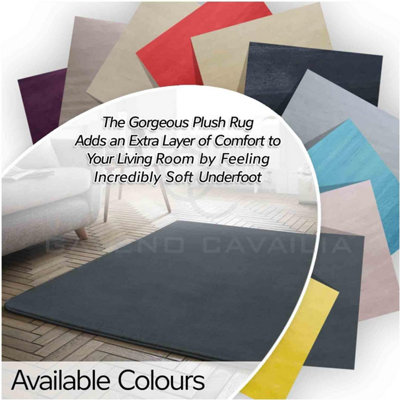 GC GAVENO CAVAILIA Velvet Glow Plush Rug 120x170 Charcoal Luxury Fluffy Fleece Floor Mat Carpet For Home Décor