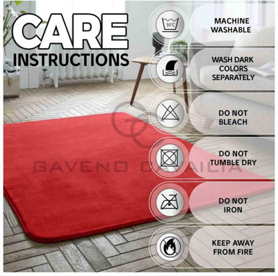 GC GAVENO CAVAILIA Velvet Glow Plush Rug 120x170 Red Luxury Fluffy Fleece Floor Mat Carpet For Home Décor