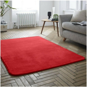 GC GAVENO CAVAILIA Velvet Glow Plush Rug 60x110 Red Luxury Fluffy Fleece Floor Mat Carpet For Home Décor