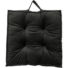 GC GAVENO CAVAILIA Velvet Seat Cushions Black 45x45 Cm Indoor Outdoor Seat Chair Pads Square Velvet Cover Cushion With Ties