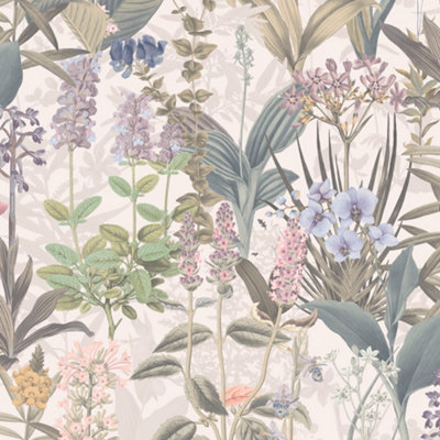 GDUK Botanical Jungle Platin Textured Wallpaper, Pastel