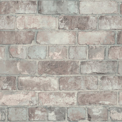 GDUK Brick Effect Elba Textured Wallpaper,  Pastel Blush