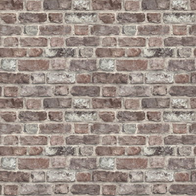GDUK Brick Wall Effect Tanlay Smooth Wallpaper, Pink