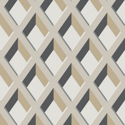 GDUK Diamond Trellis Calde Textured Wallpaper, Neutral