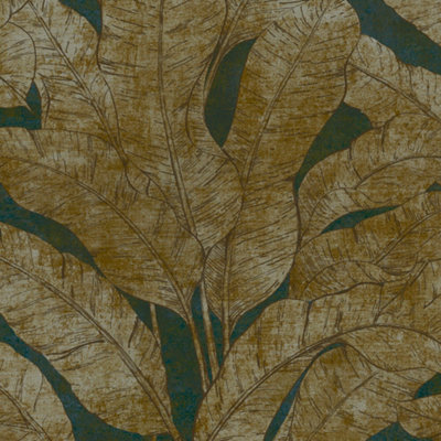 GDUK Distressed Leaf Davyn Textured Wallpaper, Teal