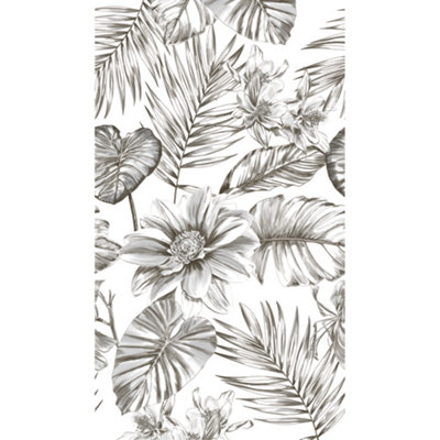 GDUK Leaves and Blooms 3 lane Repeatable Wallpaper Mural,1.59 x 2.8m, White