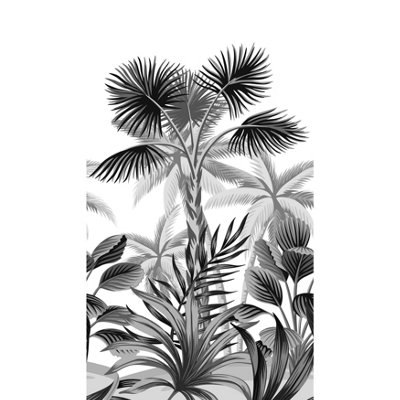 GDUK Palm Forest 3 Lane Repeatable Wallpaper Mural,1.59 x 2.8m, Black & White