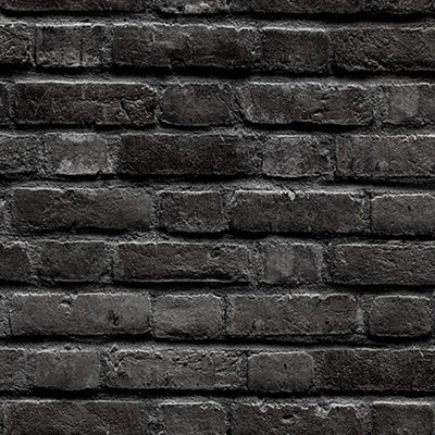 GDUK Soho Brick Wall Grune Textured Wallpaper, Charcoal