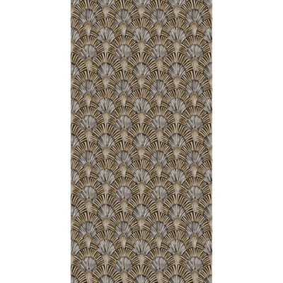 GDUK Tribal Art Deco Ametri Textured Wallpaper, Black Gold