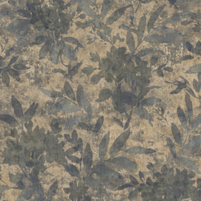GDUK Vintage Velvet Watercolour Floral Ammo Textured Wallpaper, Grey