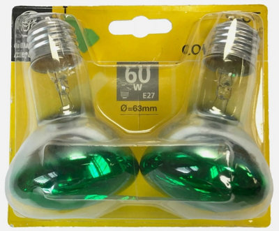 GE R63 60w E27 Reflector Lamp - Green - Twin Pack