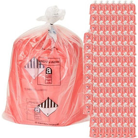 GearbyBear Asbestos Waste Sacks, Clear & Red 100 Pack