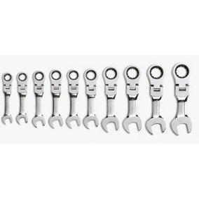Gearwrench 10Pc Stubby Flexible Ratch Wrench Set Metric 10-19Mm