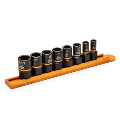 Gearwrench 84782 8Pc 1/4" & 3/8" Drive Bolt Biter Impact Extraction Socket Set