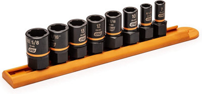 Gearwrench 84782 8Pc 1/4" & 3/8" Drive Bolt Biter Impact Extraction Socket Set