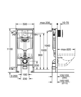 Geberit 980mm High Chrome Duofix Delta Concealed Cistern Wc Frame Rimless Wall Hung Toilet Pan Soft Close Seat - 3