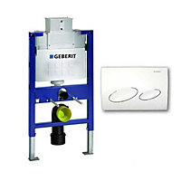 Geberit Duofix 0.82m WC Toilet Frame UP320 Kappa Cistern + KAPPA20 White Flush