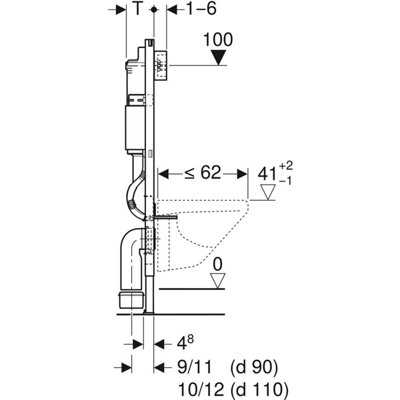 Geberit Duofix Toilet Concealed Cistern Frame 112cm with Delta 20 Dual Flush Plate - 4