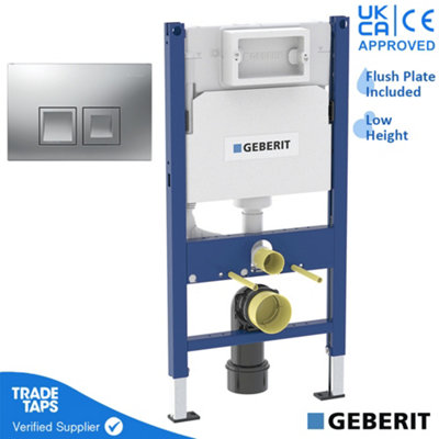 Geberit Duofix Toilet Concealed Cistern Frame 112cm with Geberit Delta 35 Flush Plate Matt Chrome