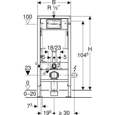 Geberit Duofix Toilet Concealed Cistern Frame 112cm with Geberit Delta 35 Flush Plate White - 3