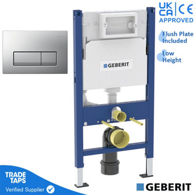 Geberit Duofix Toilet Concealed Cistern Frame 112cm with Geberit Delta 50 Flush Plate Matt Chrome