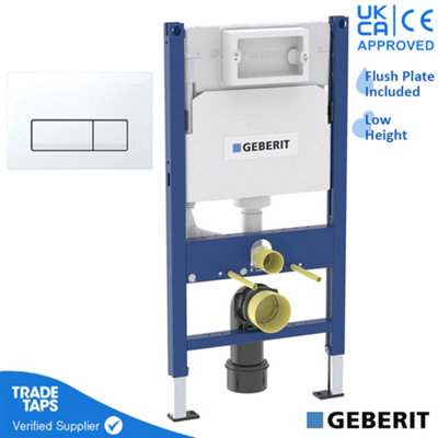 Geberit Duofix Toilet Concealed Cistern Frame 112cm with Geberit Delta 50 Flush Plate White