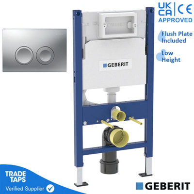 Geberit Duofix Toilet Concealed Cistern Frame 98cm with Geberit Delta 25 Flush Plate Matt Chrome