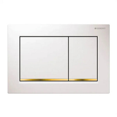Geberit Omega30 Dual Flush Plate for 120mm Omega Cistern White Gold Plated 115.080.KK.1