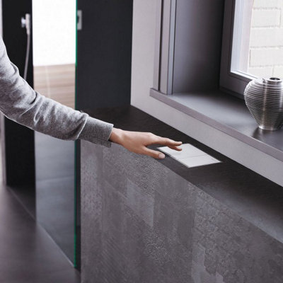 Geberit Omega60 Dual Flush Plate for 120mm Omega Cistern White Glass 115.081.SI.1