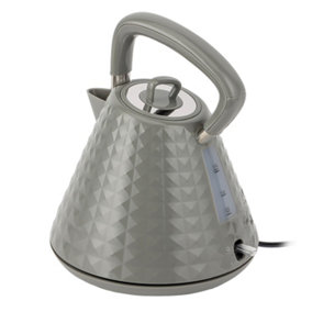 Geepas 1.5L Cordless Electric Kettle 3000W Traditional Pyramid Kettle with 360 degree Rotational Base Auto Shut Off Grey
