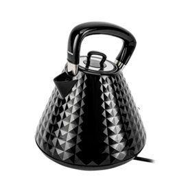 Geepas 1.5L Cordless Electric Kettle 3000W Traditional Pyramid Kettle with 360 Rotational Base, Black