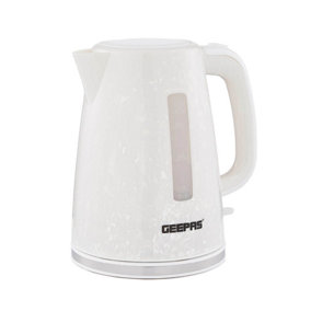 Geepas 1.7L Cordless Electric Kettle 2200W Hot Water Tea Coffee Maker, White