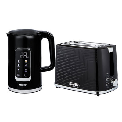 Geepas 1.7L Digital Electric Kettle & 2 Slice Bread Toaster Combo Set