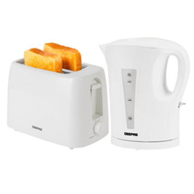 Geepas 1.7L Electric Kettle & 2 Slice Bread Toaster Kitchen Combo Set, White
