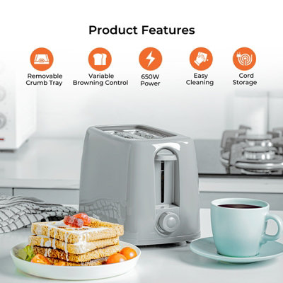 Geepas 1.7L Electric Kettle 2200W & 2 Slice Bread Toaster Kitchen Combo Set