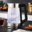 Geepas 1.7L Illuminating Electric Glass Kettle 3kW Cordless Jug Kettle