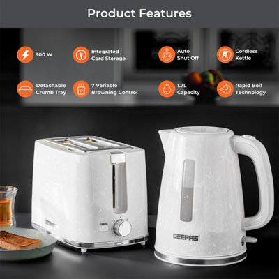 Marble kettle and outlet toaster set