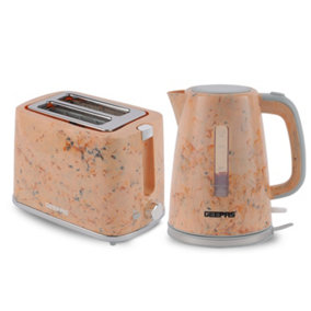 Geepas 1.7L Kettle and 2 Slice Toaster Set with Pattern Design