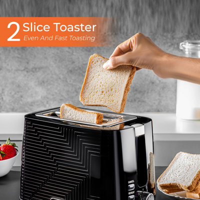 Geepas 1.7L Kettle and Toaster Set 2 Slice Textured Design, Black