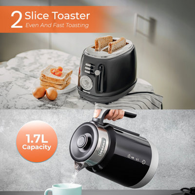 Geepas 1.7L Smart Stainless-Steel Kettle & 2 Slice Bread Toaster Combo