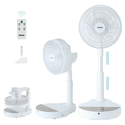 GEEPAS 10 Inch DC Folding Fan Portable Folding Desk Fan with Remote Control  12 Speed, 8 Hour Timer