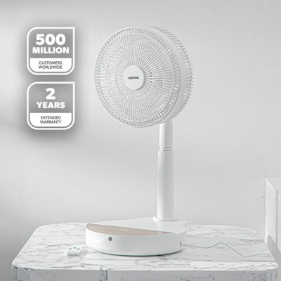 GEEPAS 10 Inch DC Folding Fan Portable Folding Desk Fan with Remote Control  12 Speed, 8 Hour Timer